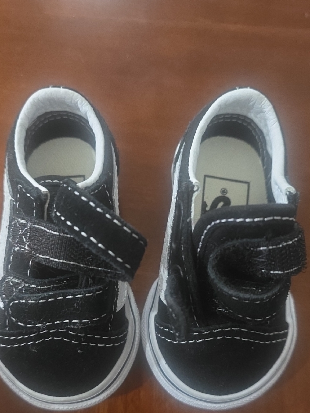 Vans Kids Black & White Velcro Skate Shoes